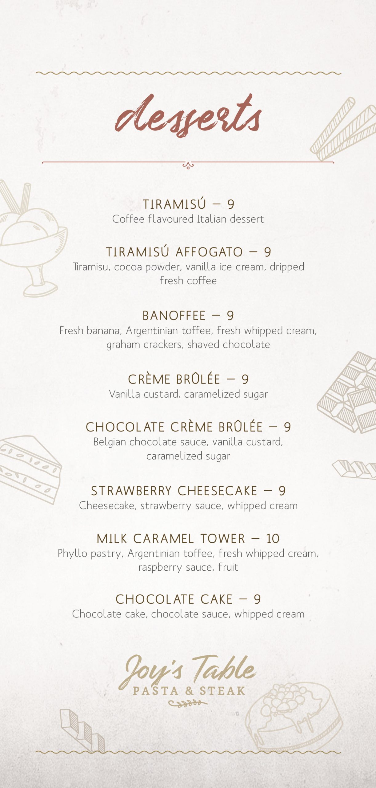 dessert menu spring